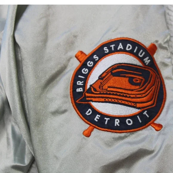 Vintage Detroit Tigers Reversible jacket Silver navy orange Size Large - Picture 6 of 10